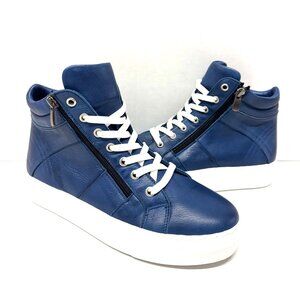 MIZ MOOZ CASUAL HI TOP LACE UP SNEAKERS SIDE ZIP BLUE 37EU / 7US S-12